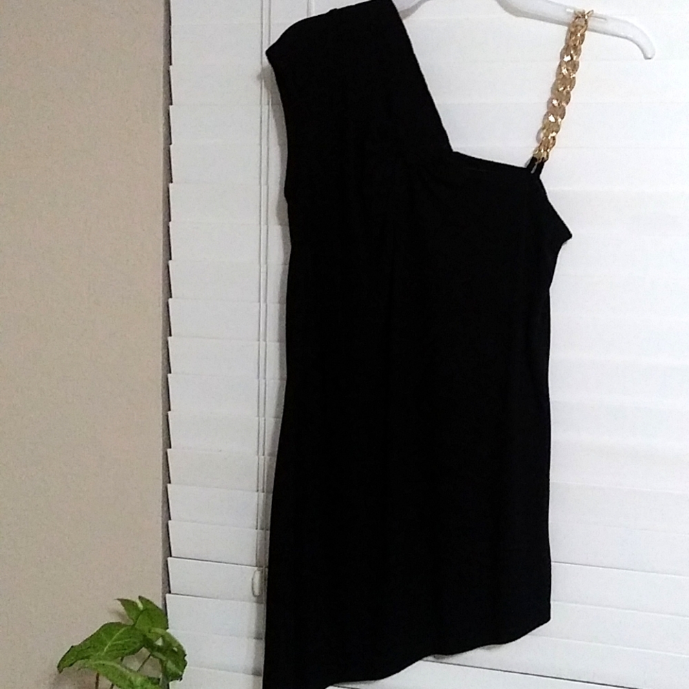 Allen B One Shoulder Black Blouse Size XS